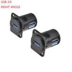 1PCS right angle D type metal usb female socket panel mounting holder adapter usb 3.0 female to female connector for 86 panel