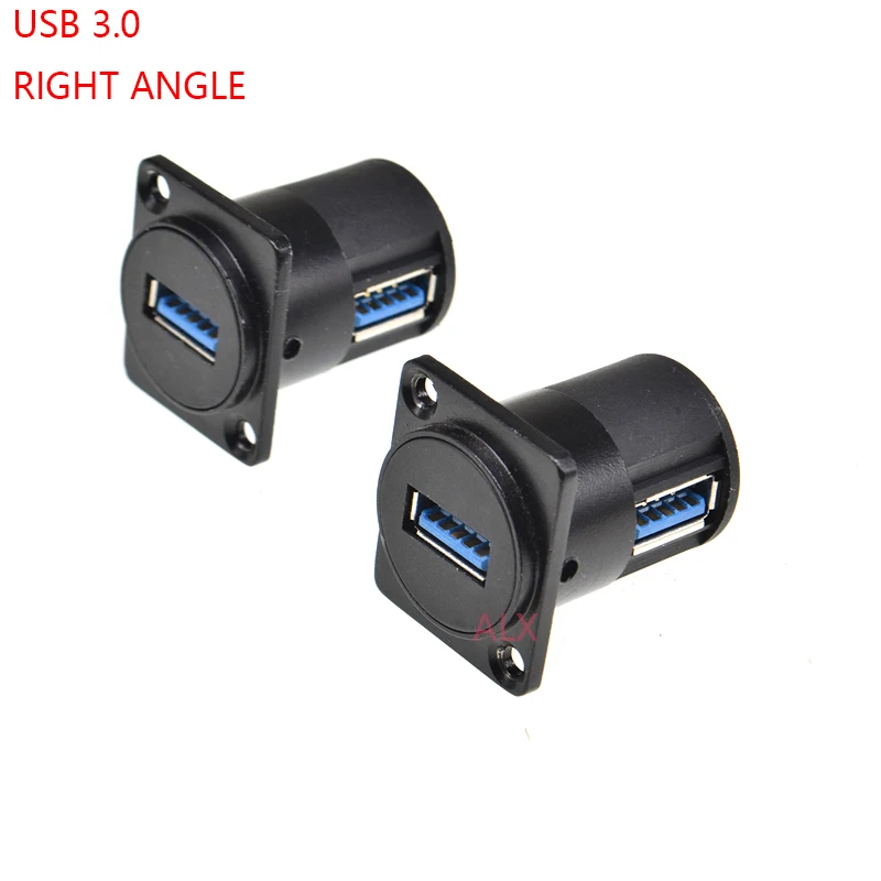 1PCS right angle D type metal usb female socket panel mounting holder adapter usb 3.0 female to female connector for 86 panel
