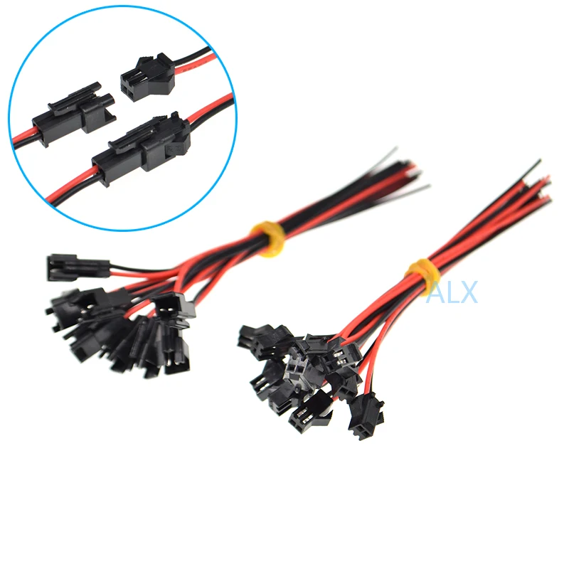 10Pairs 150MM JST SM CONNECTOR 2PIN PLUG CABLE MALE+FEMALE WIRE  2 PIN for led strip light Lamp tape Driver CCTV
