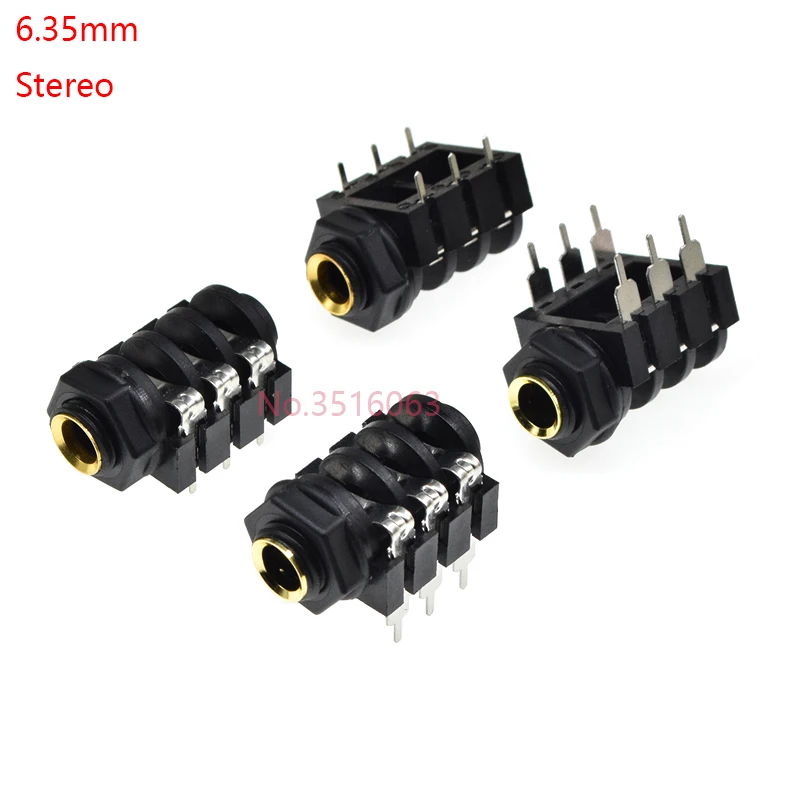 2/5PCS 6.35mm/6.35 Stereo Audio Microphone Female Socket/Jack Connector 6.3mm 6P/6Pin For PCB Plug-in