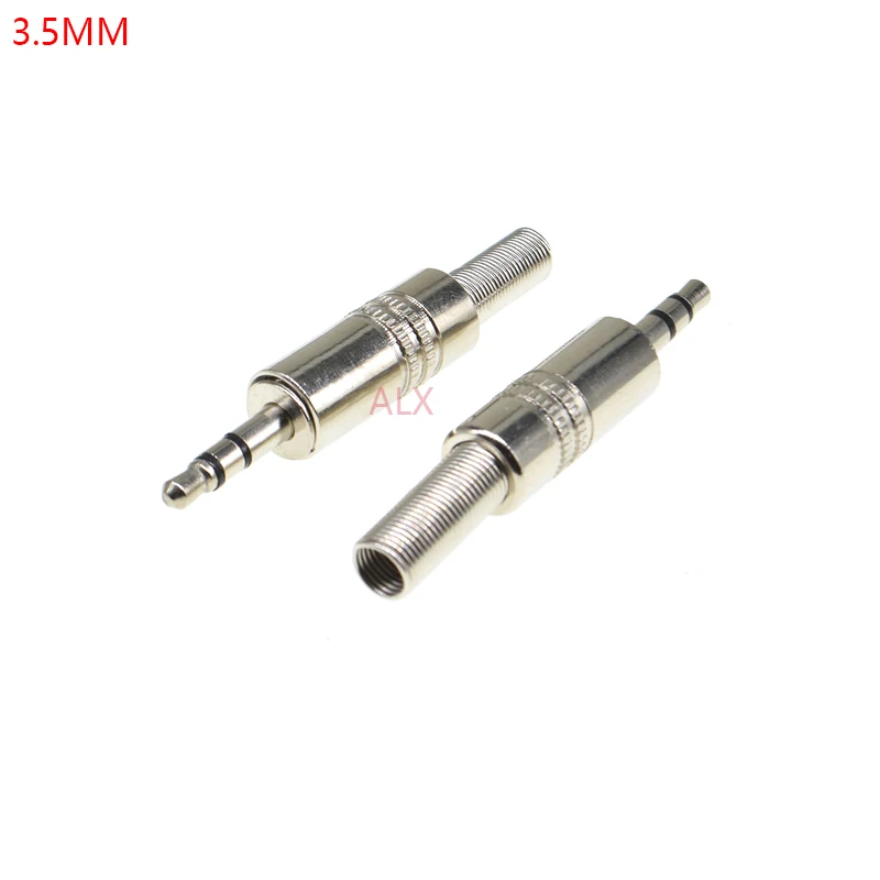 5pcs 3.5mm 3-Pole Stereo Metal Plug Connector 3.5 Plug & Jack Adapter With Soldering Wire Terminals 3.5mm Stereo Plug