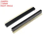 5pcs 2x40 Pin Single Row Right Angle Female Pin Header 2.54mm Pitch Strip Connector Socket 2*40 40p 40pin 40 Pin For Pcb Board