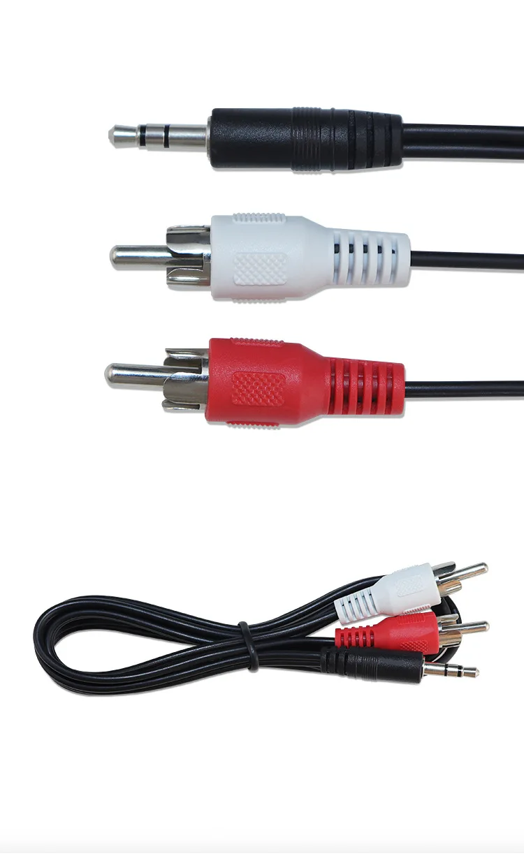 1m 3.5mm Audio Male Plug To Dual Rca Male Plug Cable Stereo Pc Audio Speaker Splitter Wire Connector