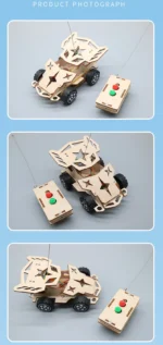DIY Mini Solar Wireless Remote Control Car Toy Science Educational Toy Assembly RC Toys Wooden Car Vehicle Model For Kids - Image 15
