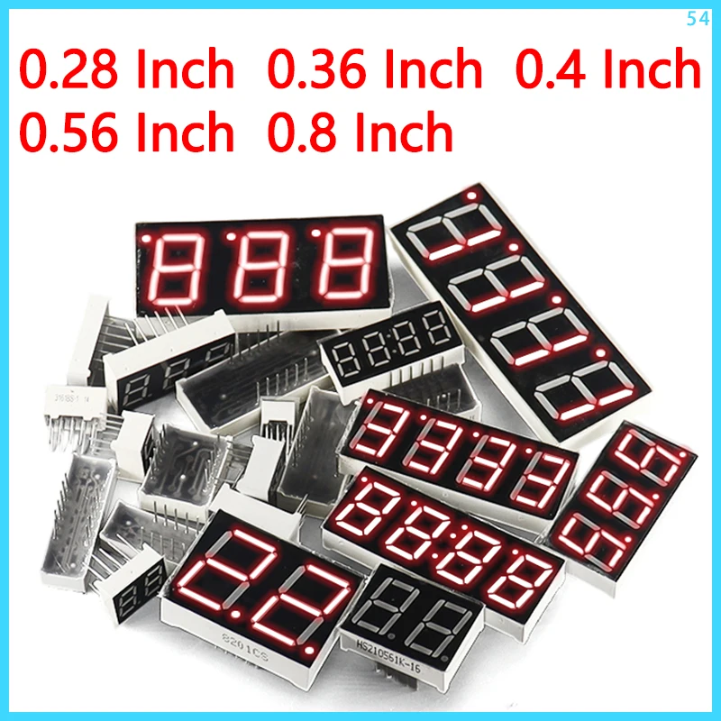 LED Digital Tube Display 0.28/0.36/0.4/0.56/0.8-Inch 1/2/3/4-Bit 7 Segment Common Cathode/Anode Red