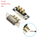 1Pcs 3W3 30A Gold Plated Male Female High Current Power Connector D-Sub Adapter Solder/Plug-in Type 3Pin Plug Jack DB3 Solid Pin - Image 8
