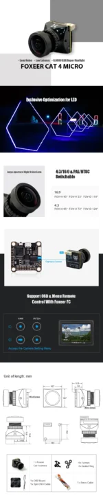 Foxeer Mini Cat / Micro Cat 4 1200TVL Starlight 0.00001Lux FPV Camera Low Latency Low Noise FPV Camera For RC FPV Racing Drone - Image 10