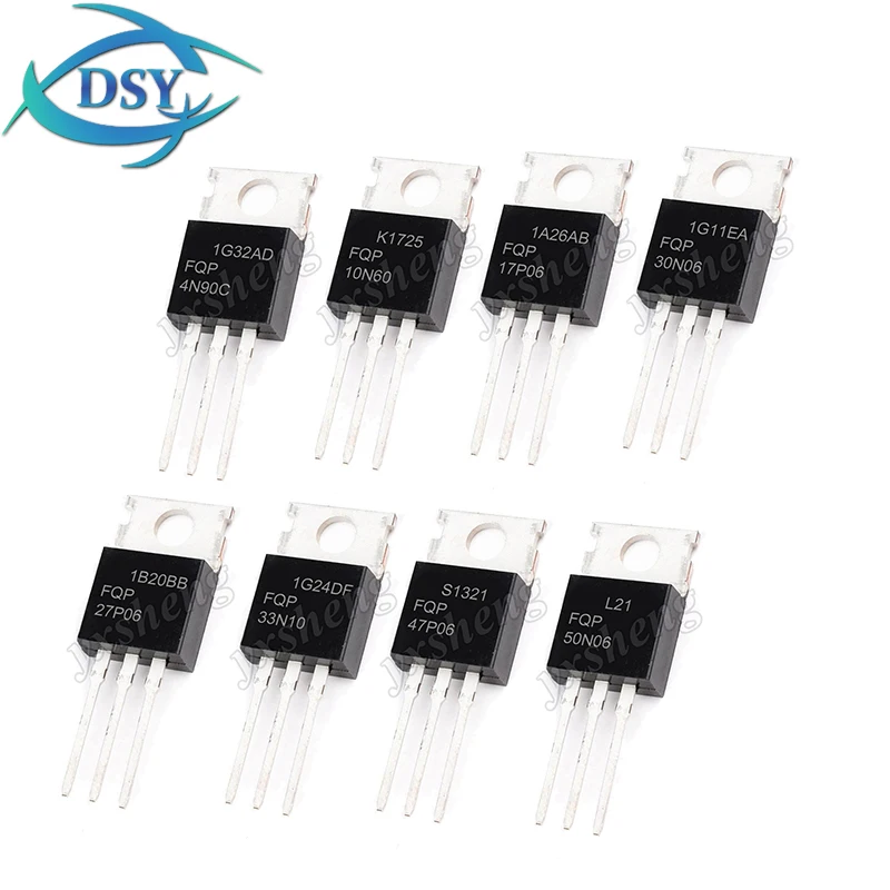 10PCS FQP10N60 FQP17P06 FQP27P06 FQP30N06 FQP33N10 FQP47P06 FQP4N90C FQP50N06 TO-220 MOSFET Field-Effect Transistor 10N60 30N06