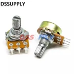 5 Set WH148 15mm 3-Pin Linjär Potentiometer Resistor 1K 2K 5K 10K 20K 50K 100KΩ Ohm för Arduino med AD2 Vit Ratt - Image 2