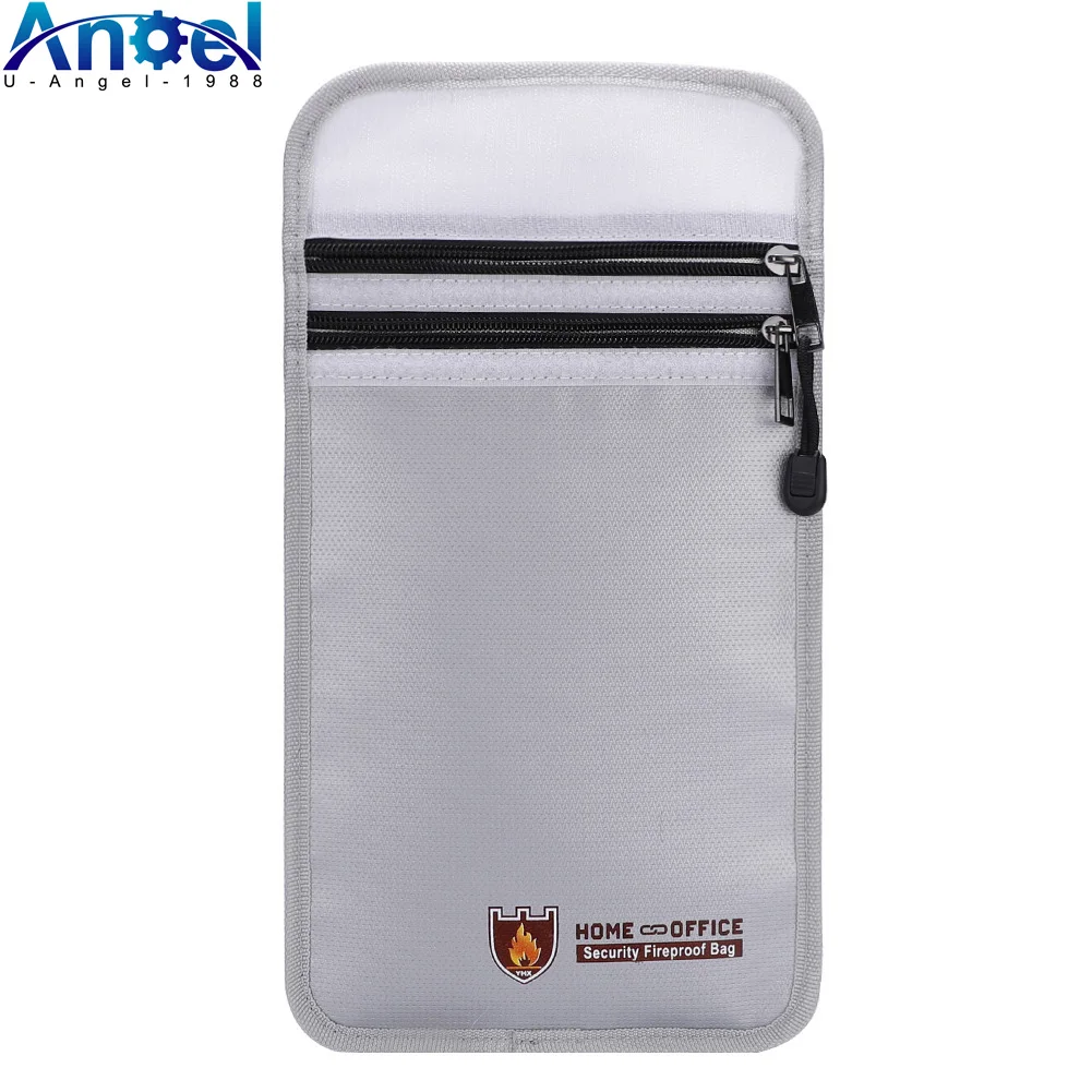 S1e5afa8a102340d9896c1ed2a6908102p.webp Fireproof Money Safe Bag Fire & Water Resistant Dual-Pocket Zipped Document Bag Safe Pouch 27x17.5mm - Image 1
