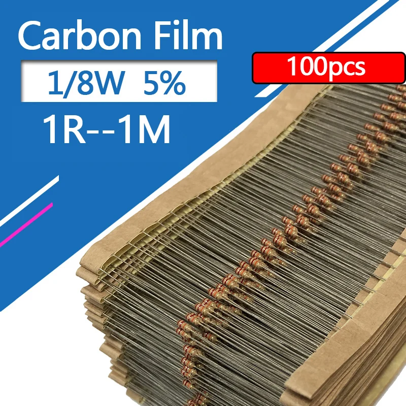 100PCS 1/8W Carbon Film Resistor 5% 4R7 47R 470R 4K7 47K 470K 4.7 47 470 R K Ohm 0.125W  0R--1M