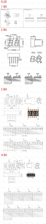 5Pcs LED Digital Tube Display 0.28/0.36/0.4/0.56/0.8-Inch 1/2/3/4-Bit 7 Segment Common Cathode/Anode Red/White/Yellow/Green/Blue - Image 14