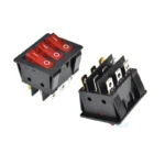 2PCS KCD4 three ways 9 PIN Push Button rocker Switch with red led light ON/OFF   power switches 16A 30A/250V Triple 9PIN - Image 2