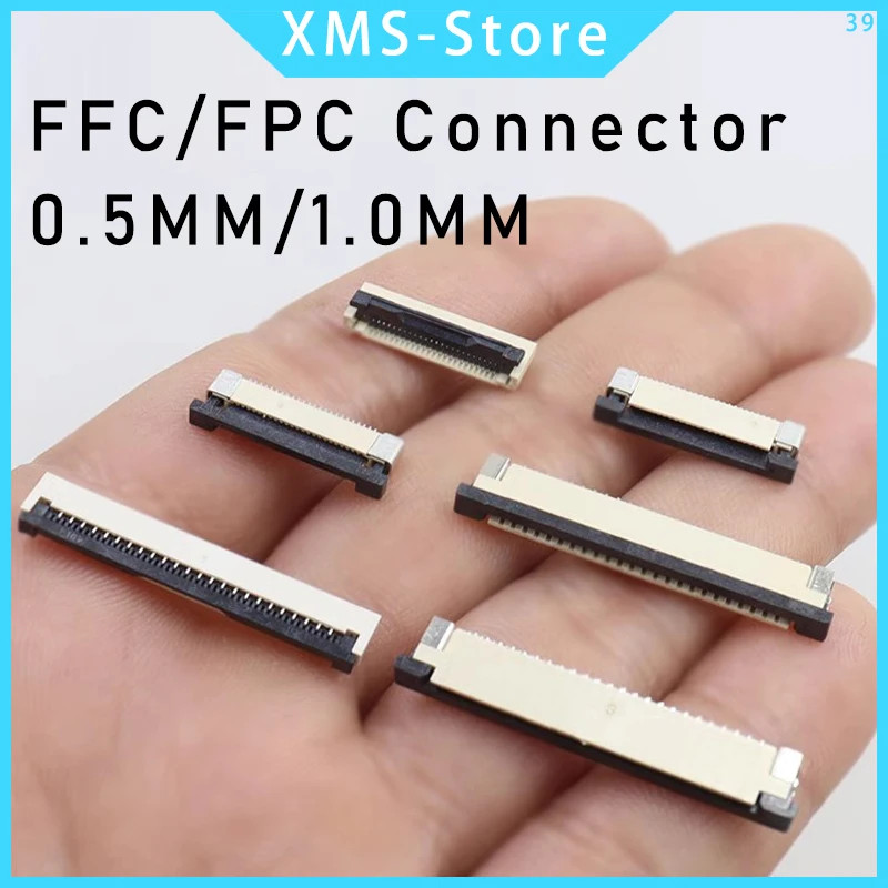 10pcs FPC FFC socket Connector 0.5mm 1mm Pitch Flat Cable Flip bottom connection 4/5/6/8/10/12/14/16/20/22/24/30/34/40/50P