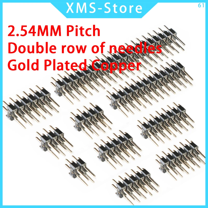 2.54mm Double row Male PCB Board Pin Header Connector Strip Pinheader gold plated copper 2/3/4/5/6/8/10/12/20/40Pin For Arduino