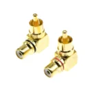 2Pcs Gold Plated Brass RCA Right Angle Male To Female Connector 90 Degree Adapters Connectors plug to jack - Image 4