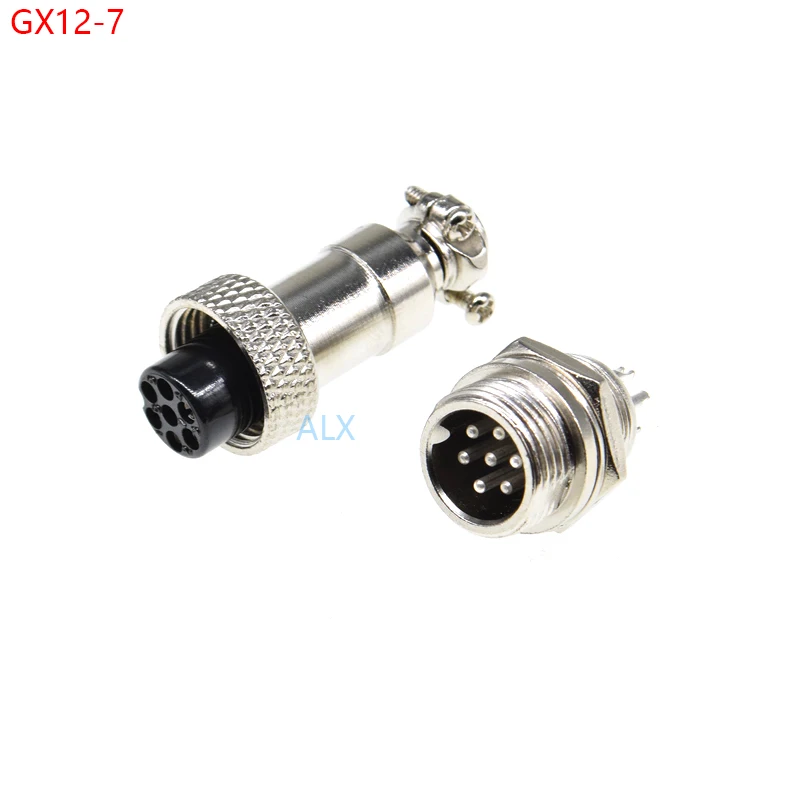 1set gx12-7 Aviation Plug Socket Circular Connector 12mm Diameter Gx12 7pin Male Female Wire Panel Connector Circular Screw Type