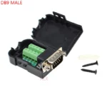 1PCS DB9 9PIN male plug serial port connector terminal adapter with black shell D-SUB COM RS232 RS485 wire cable free solder
