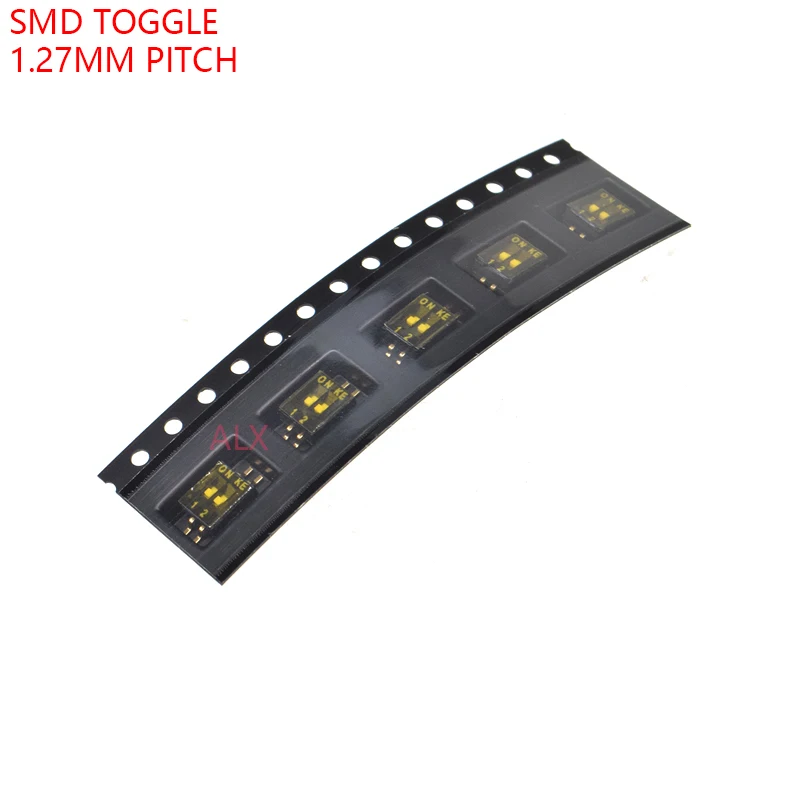 5PCS Gold Plated SMD SMT 2P 2-BIT TOGGLE switch doule Row 2PIN PITCH 1.27MM 2 PIN Slide Switches 2 Position 4 PIN 2-way