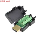 1PCS HDMI 19PIN male plug connector to terminal adapter with black shell wire cable free solder 19 pin