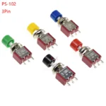 1Pcs 3Pin C-NO-NC 6mm Mini Momentary Automatic return Push Button Switch ON-(ON) 2A 250VAC/5A 120VAC Toggle Switches PS-102