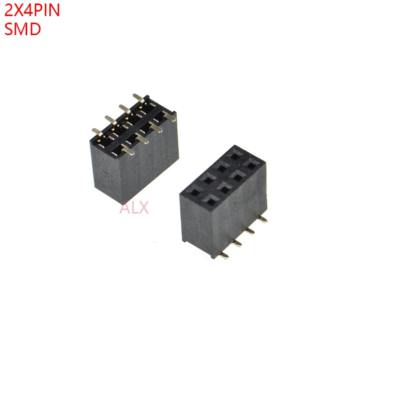 10PCS SMT SMD 2X4 PIN Double row Straight FEMALE PIN HEADER 2.54MM PITCH Connector Socket 2*4 8PIN 2x4P 2x4pin FOR PCB BOARD