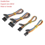 5PCS 20CM double row DUPONT LINE DUPONT connector plug with wire jumper cable 2.54MM 2*2/3/4/5/6/7/8/9/10 PIN P male to female