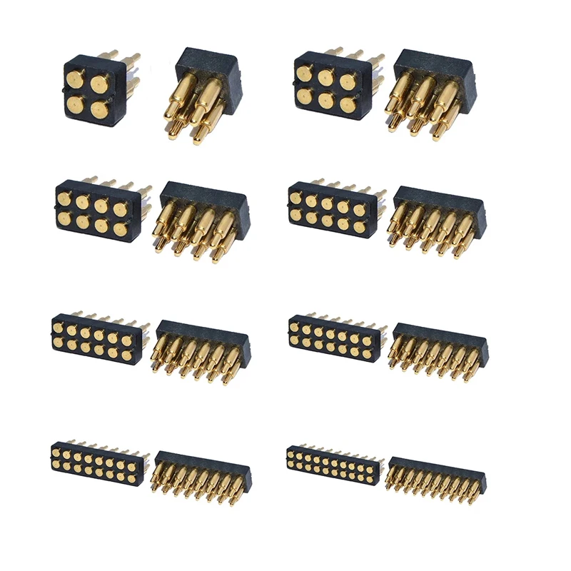 S337da11f7d4543b3a294a2a563af66edi.webp 2 pcs Male Spring Loaded Pogo Pin Connector 4 6 8 10 12 14 16 20 Pin Dual Row Surface Mount SMT DIP Height 7.0mm Pitch 2.54 mm - Image 1