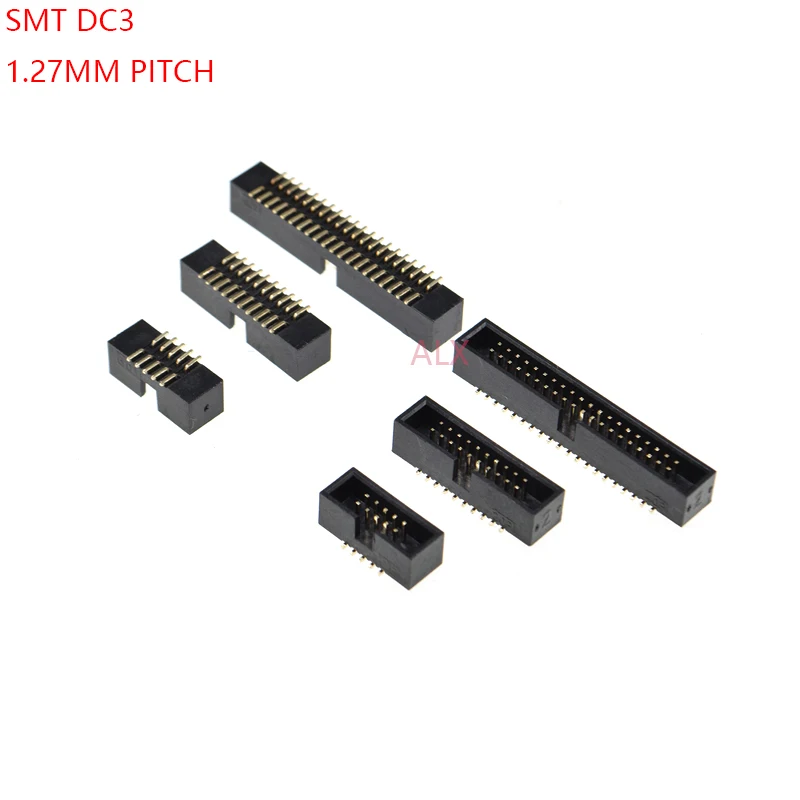 10pcs 1.27mm Pitch 6 8 10 12 14 16 20 26 30 34 40 50 60 Pin SMT SMD Male Shrouded Box Header IDC Connector