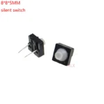 20PCS Middle 2 pins 8X8x5mm 2PIN dip silent silicone TACT push button switch Micro key power tactile switches 8x8x5 8*8*5MM