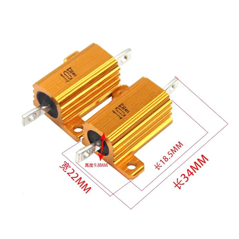 1PCS RX24 10W 1.5R/2.2R/2.5R/3R/3.3R/4R/4.7R/5R/6R/8R/10R/15R/20R/22R R Ohm Aluminum Power Metal Shell Case Wirewound Resistor