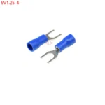 100pcs sv1.25-4 Blue Furcate Spade Terminals Cable Wire Connector Fork Type pre-insulated Crimp Terminal Sv 1.25-4