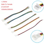 10Pcs JST1.25 100/200MM 2/3/4/5/6 Pin Male to Female Plug Connector With wire 1.25MM 2p 3p 4p 5p 6p Cable Extension Line