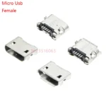 10PCS Micro USB 5pin 5.9mm DIP2 B Type With Curling/Flat Mouth Without Curling Side Female Connector For Mobile Phone Mini USB
