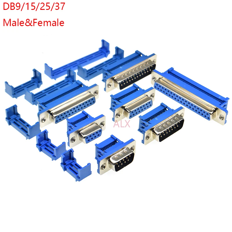 2/5pcs Db9 Db15 Db25 Db37 Didc9/Didc15/Didc25/Didc37 Male Female Plug Serial Port Connector Idc Crimp Type D-Sub Rs232 Adapter