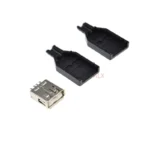 10sets Usb 2.0 Type A 4 Pin Female Plug Socket Connector With Black Plastic Cover Solder Type Diy Assembly Adapter