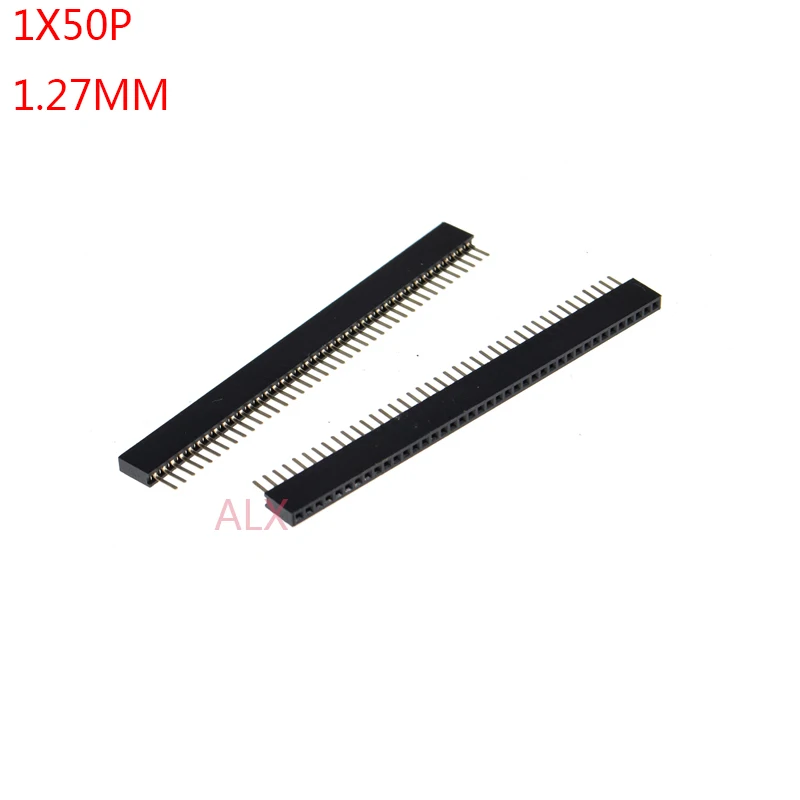 10PCS 1X50 PIN Single Row Straight FEMALE PIN HEADER 1.27MM PITCH Strip Connector Socket 1*50 50p 50PIN 50 PIN  FOR PCB BOARD