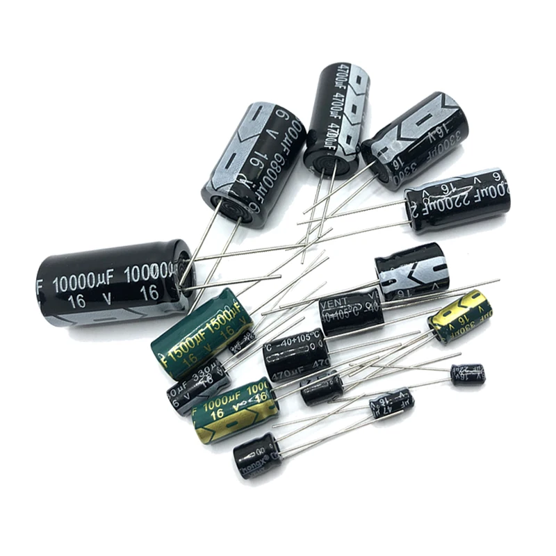 16V 47uf 100uf 220uf 330uf 470uf 680uf 1000uf 1500uf 2200uf 3300uf 4700uf 10000uf  Aluminum Electrolytic Capacitors 16VDC 16WV