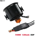 QX-Motor 70mm EDF 4s 6s QF2827 Brushless motor 12 Blades Ducted Fan w/ 80A 60A 3-6S Esc for RC EDF Jet Aircraft Airplane
