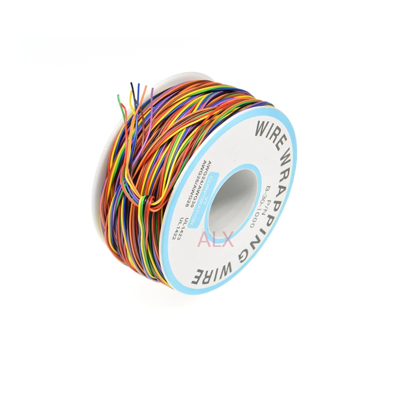 8colors P/N B-30-1000 30AWG COLORED Wrapping Wire Jumper Cable Flexible PVC Electronic conductor Wire Connector FOR PCB