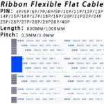 2PCS FPC FFC Ribbon Flexible Flat Cable 4/5/6/8/10/12/14/16/18/20/30/40Pin Pitch 0.5MM 1.0MM A-Type Wire Length 800MM/1000MM