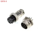 2set gx16-6 Aviation Plug Socket Circular Connector 16mm Diameter Gx16 6pin Male Female Wire Panel Connector Circular Screw Type