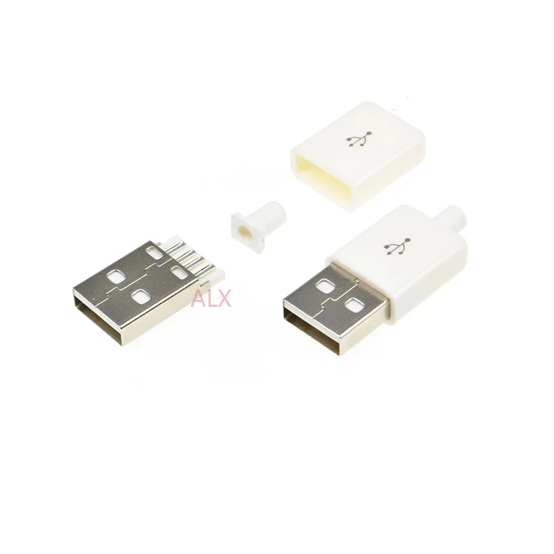 10sets Usb 2.0 4 Pin Male Plug Connector Diy (3 In 1) Welding Type 4pin 4p For Mobile usb-a