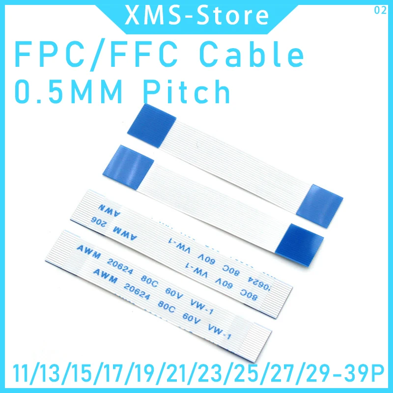 5PCS FPC FFC Ribbon Flexible Flat Cable11/13/15/17/19/21/23/25/27/29/31/33-55P Pitch 0.5MM 1.0MM A-Type Wire Length
