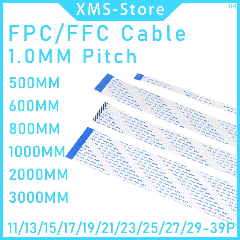 S5a1639bbef414d059a44adc766fd4912l-2.webp 2PCS FPC FFC Cable Ribbon Flexible Flat 9/11/13/15/17/19/21/23/25/27/29 Pitch 0.5MM 1.0MM 500MM/600MM/800MM/1000MM/2000MM/3000MM - Image 1
