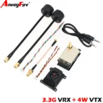 AneegFpv 3.3G 3.5G 4W VTX 16CH+3.3Ghz Analog VRX Wireless Video Audio Transmitter Receiver For FPV Long Rang RC Racing Drone