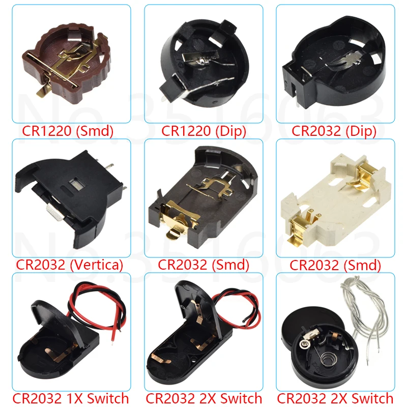 5/10Pcs CR1220/CR2032/2025 Lir Round Button Coin Cell Battery Socket Holder Case Cover Smd/Dip ON/OFF Switch 3V 6V Storage Box
