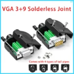 VGA Solderless Joint DB15 /3+9 Locking Type 3 Rows of 15 Needles Male Female Connector Computer Monitor Projector Terminal