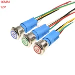 1pcs Waterproof Metal Power Push Button Switch With Led Light 12v Red Blue Green Yellow self-locking Latching on/off - Image 2