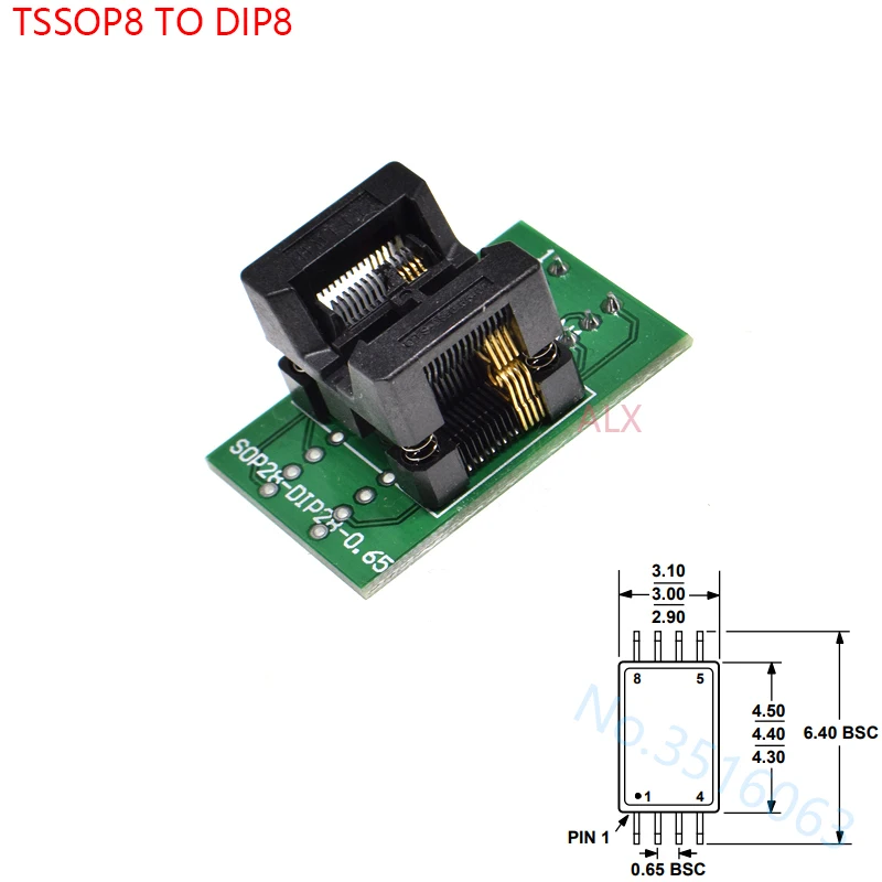 1Pcs Ssop8 Tssop8 To Dip8 Programmer Adapter Socket Tssop To Dip Converter Test Chip Ic For 0.65mm Pitch